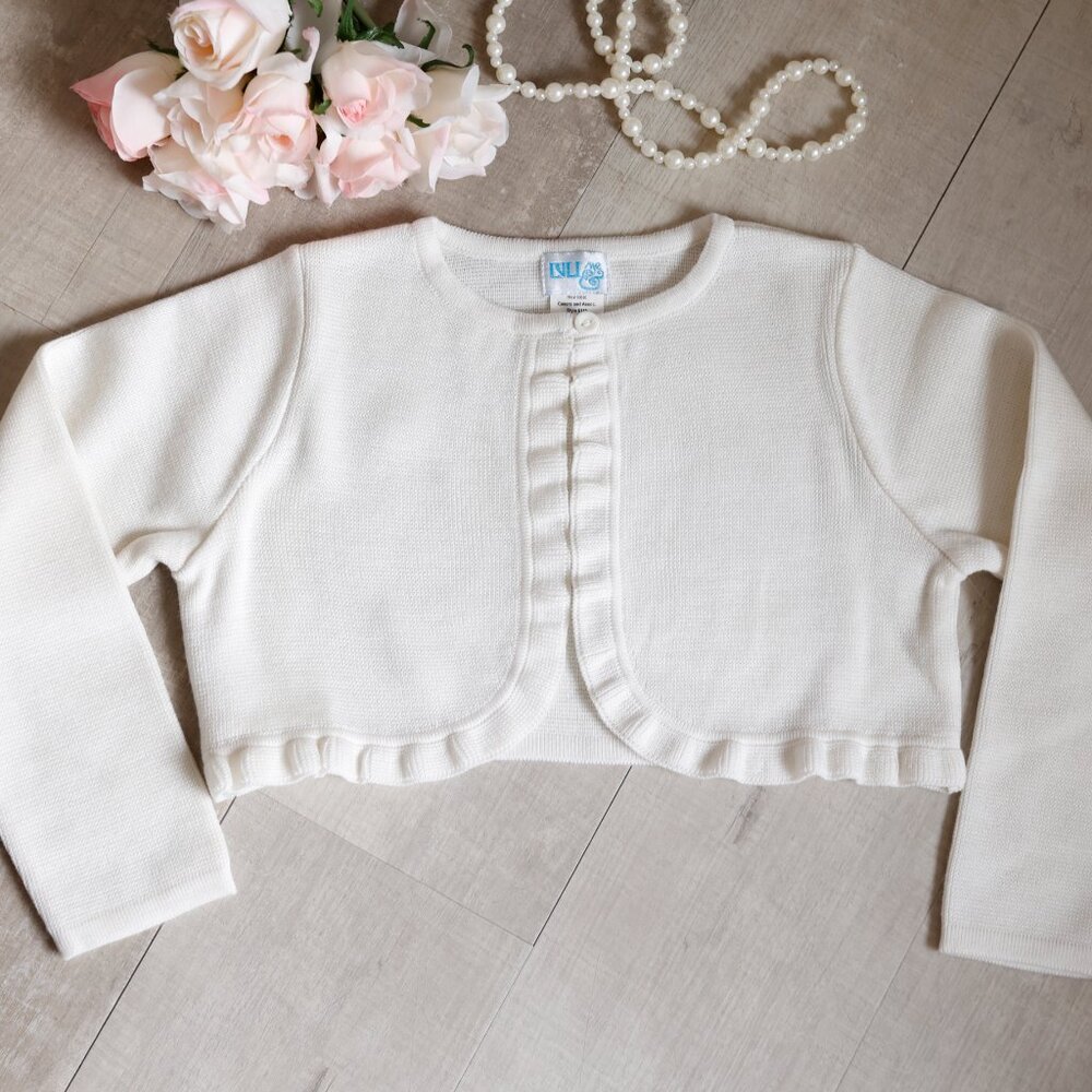 Ivory Ecru Sweater Cardigan Shrug Bolero Luli & Me Boutique Girls Size 6 NWT